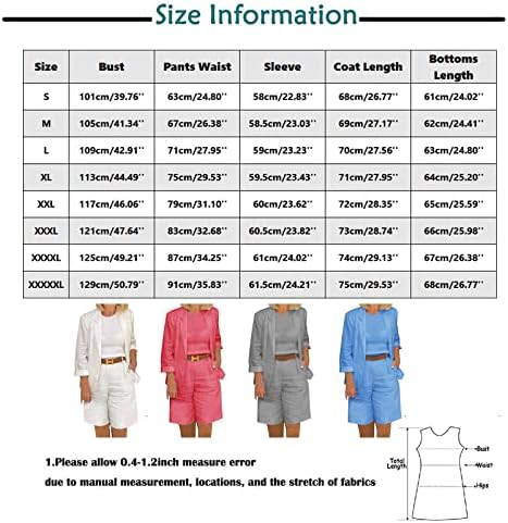 Kadın 2 Parça Kıyafetler Blazer Takım Elbise Açık Ön Düz Renk Uzun Kollu Casual Blazer Şort Takım Elbise İş Ofis Takım Elbise Seti