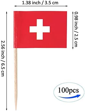 JBCD İsviçre Kürdan Bayrağı İsviçre Mini Küçük Kek Topper Bayrakları (100 adet)