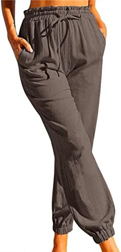 ETHKIA Kısa Pantolon Kadınlar için Rahat Yaz Bayan Rahat Elastik Bel Katı Rahat Rahat pamuklu cepli pantolon Bayan