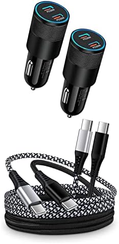 AILKIN 2 Paket Çift Bağlantı Noktalı USB C araba şarjı + 2 Paket 6ft Hızlı Şarj Tipi C C Kablosu
