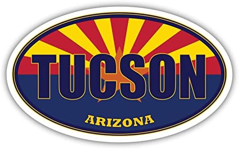 Tucson Şehir Arizona Eyalet Bayrağı / AZ Bayrağı Pima County Oval Devlet Renk TAMPON çıkartması Araba Çıkartması 3x5 inç