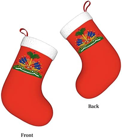Cutedwarf Ulusal Amblemi Haiti Noel Çorap noel dekorasyonları Klasik 18 İnç Şömine Asılı Çorap