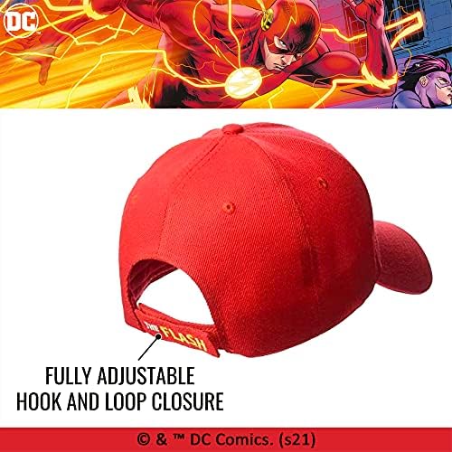 Konsept Bir DC Comics Flaş İşlemeli Logo Polyester Ayarlanabilir beyzbol Şapkası Kavisli Kenarlı, Kırmızı, Bir Boyut