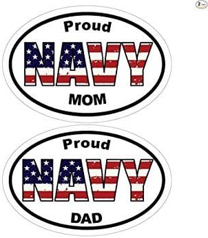 İYON grafik 2 adet donanma çıkartması-Oval amerikan bayrağı gurur donanma baba ve anne vinil yapışkan-Donanma tampon çıkartmaları -