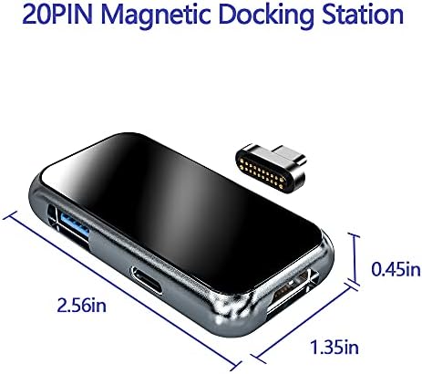 AUCON Manyetik USB C Hub 3 in 1 20 Pins Tipi C Multiport Hub ile 4 K HDMI ve USB 3.0 USB C Laptop ve Diğer Tip C Cihazlar ile Uyumlu