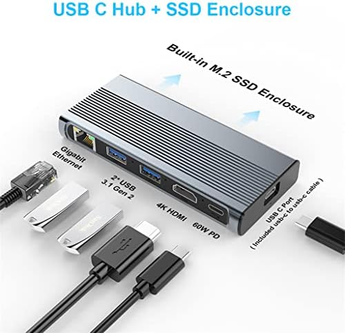 Hub 10Gbps Veri Aktarım Tipi C 4K RJ45 1000Mbps USB 3.1 Gen 2 C Hub Nvme Muhafaza 6 in 1 Yerleştirme İstasyonu USB Hub