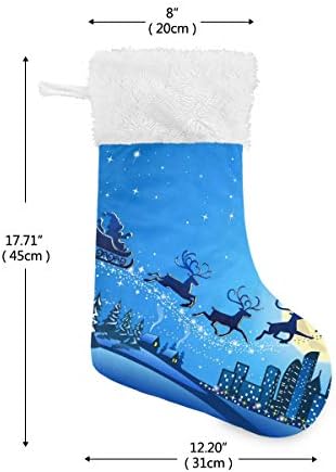 PİMİLAGU Mavi Santa Elk Noel Çorap 1 Paket 17.7, Asılı Çorap Noel Dekorasyon için