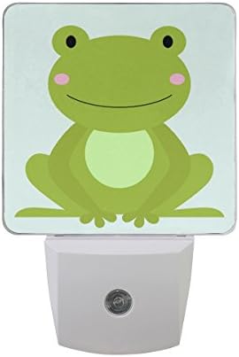 Naanle 2 Set Sevimli Yeşil Kurbağa Karikatür Hayvan Otomatik Sensör LED Şafak Vakti Gece lamba fişi Kapalı Yetişkinler için